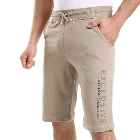 Stylish Printed Men's Shorts - Beige