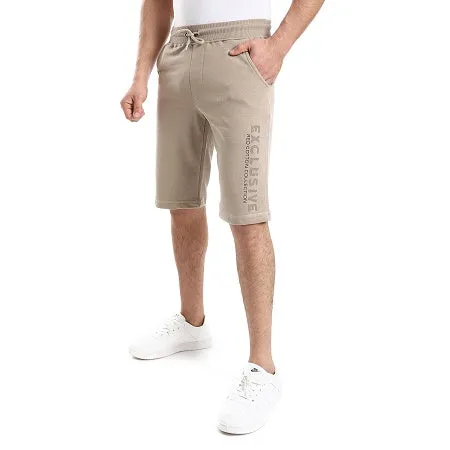 Stylish Printed Men's Shorts - Beige