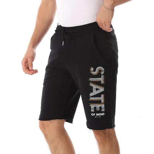 Stylish Printed Men's Shorts - Comfortable and Trendy - Black