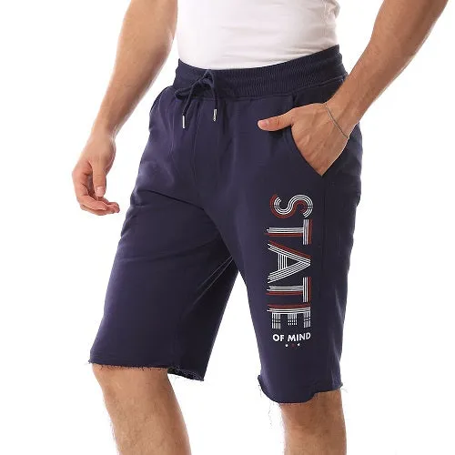 Stylish Printed Men's Shorts - Comfortable And Trendy - Navy Blue