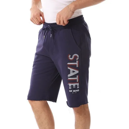 Stylish Printed Men's Shorts - Comfortable And Trendy - Navy Blue