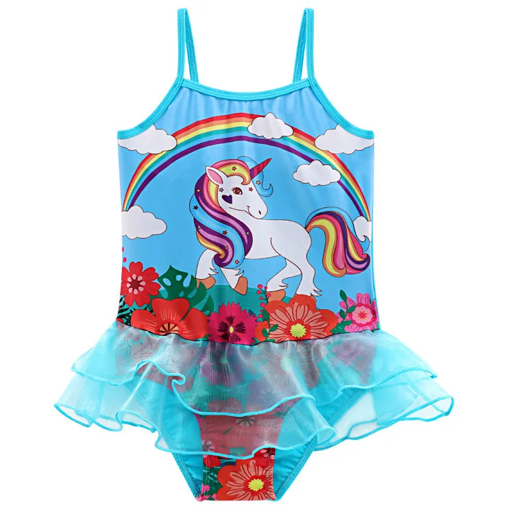 Swimsuit European Popular Style Girls' Sling  Cute Unicorn Children's Swimwear