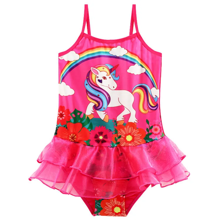 Swimsuit European Popular Style Girls' Sling  Cute Unicorn Children's Swimwear