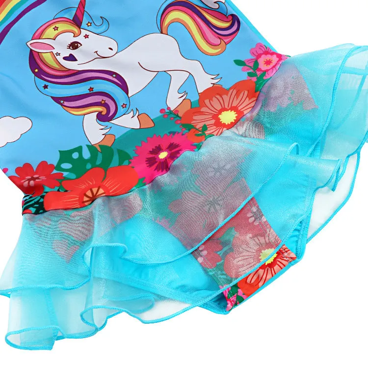 Swimsuit European Popular Style Girls' Sling  Cute Unicorn Children's Swimwear