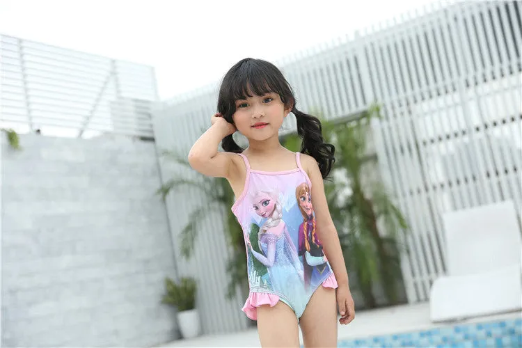 Swimsuit Women's Ice and Snow Printed Sling Conservative Girl's One-Piece Swimwear