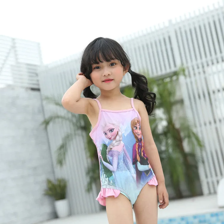 Swimsuit Women's Ice and Snow Printed Sling Conservative Girl's One-Piece Swimwear