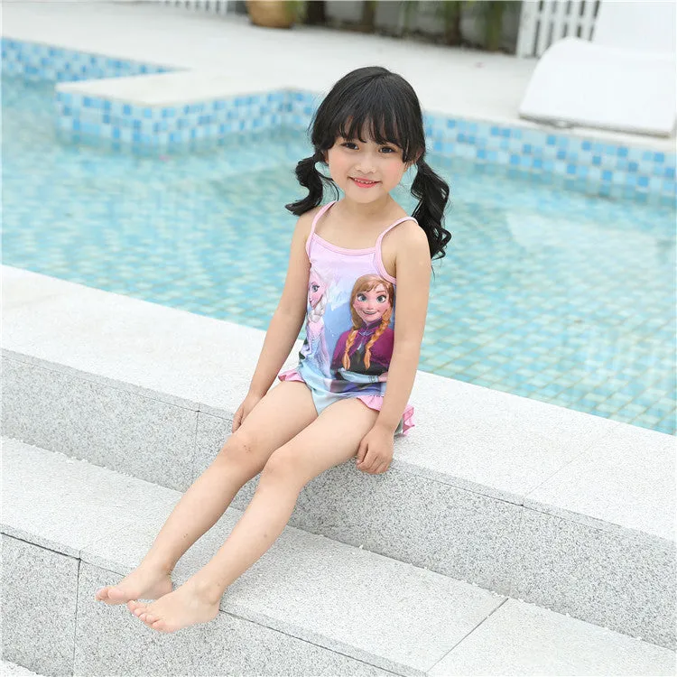 Swimsuit Women's Ice and Snow Printed Sling Conservative Girl's One-Piece Swimwear