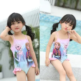 Swimsuit Women's Ice and Snow Printed Sling Conservative Girl's One-Piece Swimwear