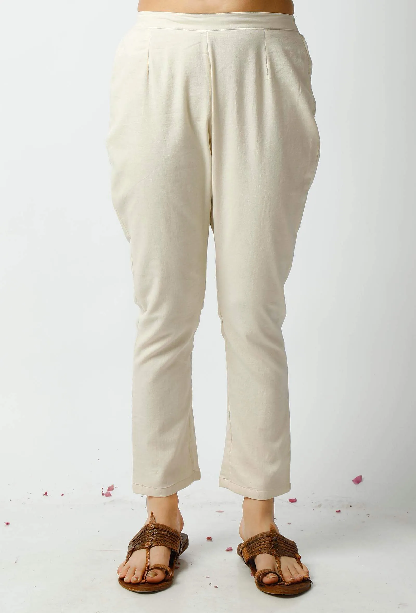 The Icandescent Off White Cotton Pant