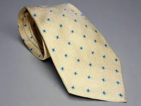 Vintage La Cravatta Silk Tie Yellow With Blue Square Motifs