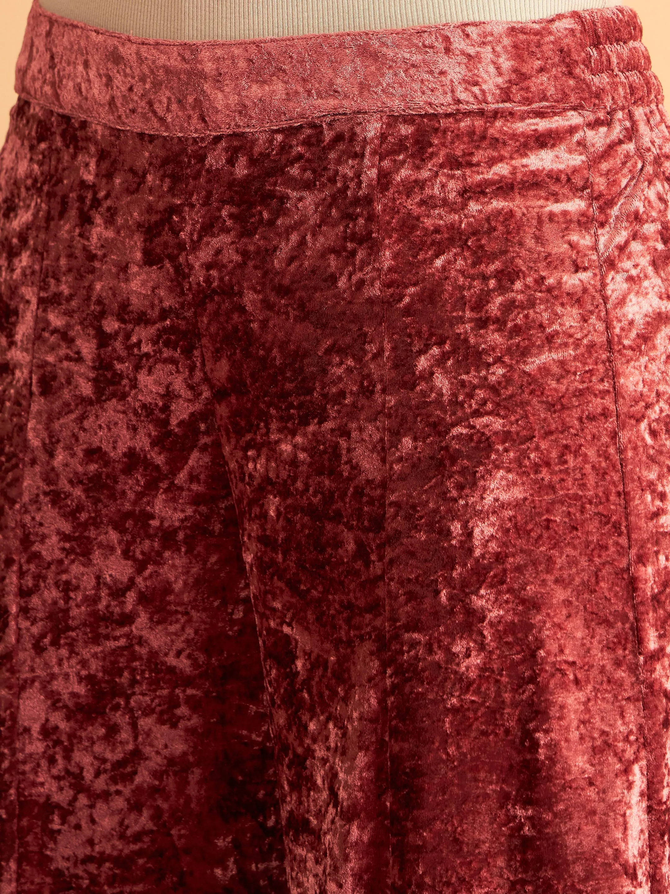 Women Pink Velvet Palazzo Pants