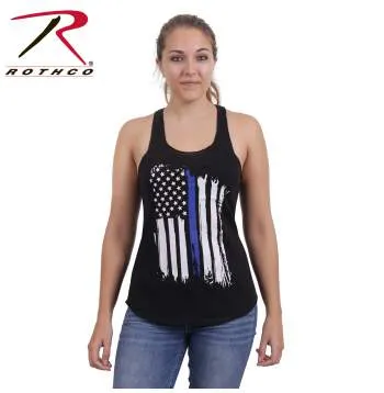 Women Thin Blue Line Flag Racerback Tank Top