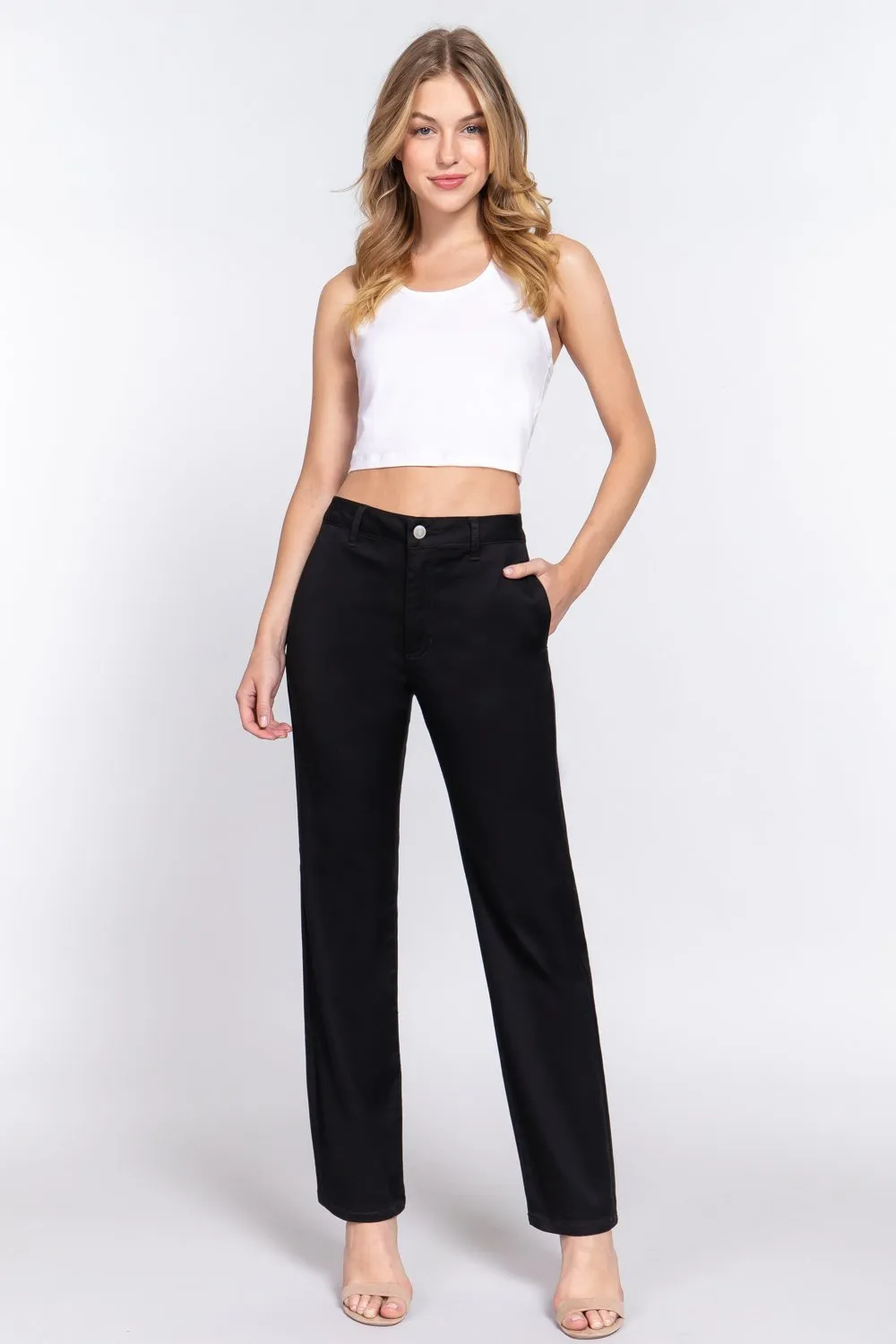 Women's Straight fit twill long pants